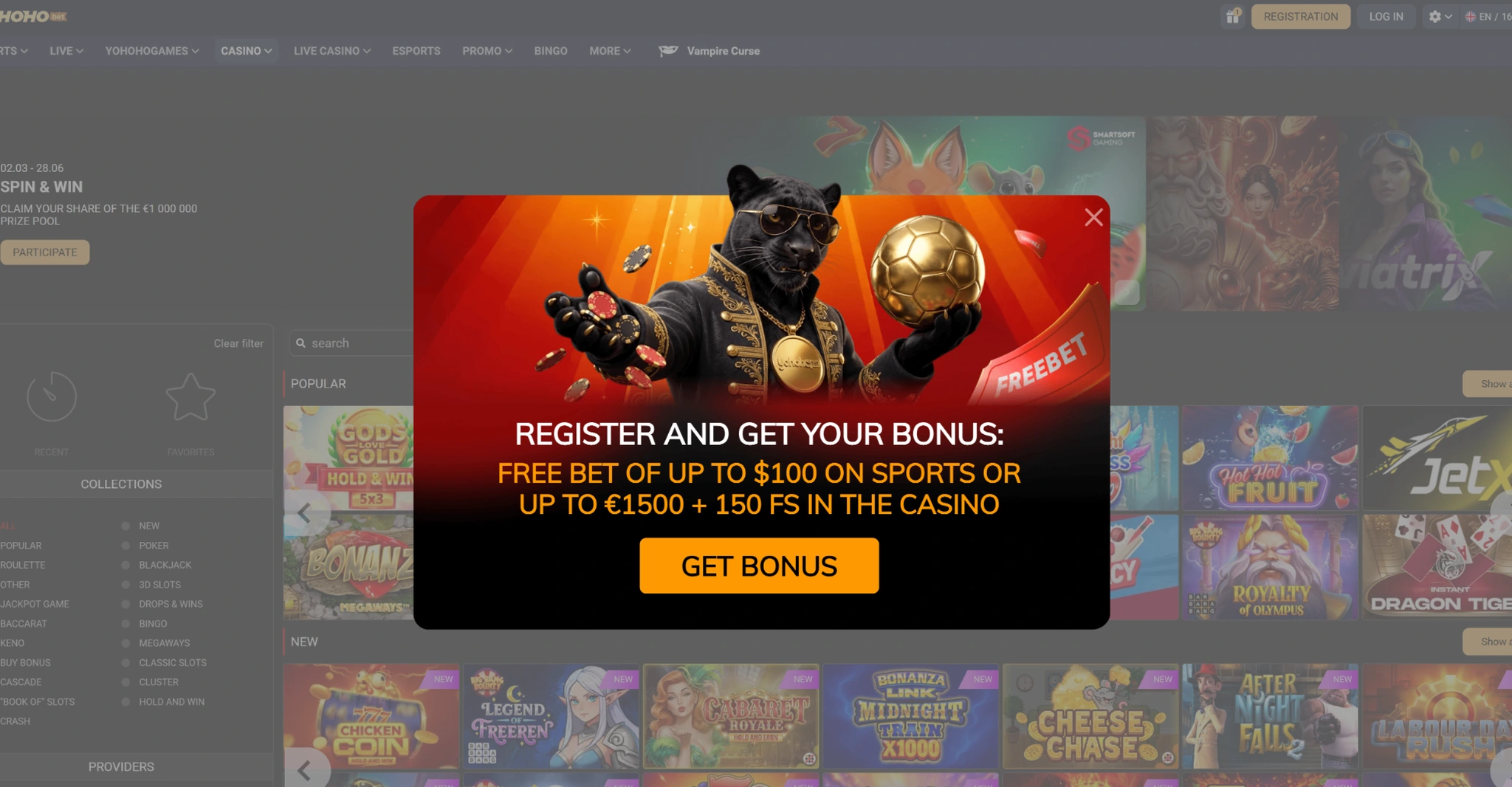 Yohoho.bet bonuses